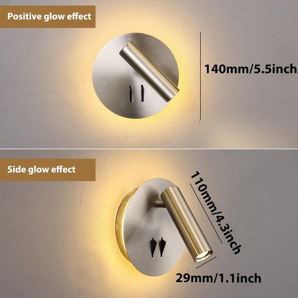 Wall Mount Reading Light Beside Night Wall Lamp Hardwired Sconce Switch - Picture 3 of 8